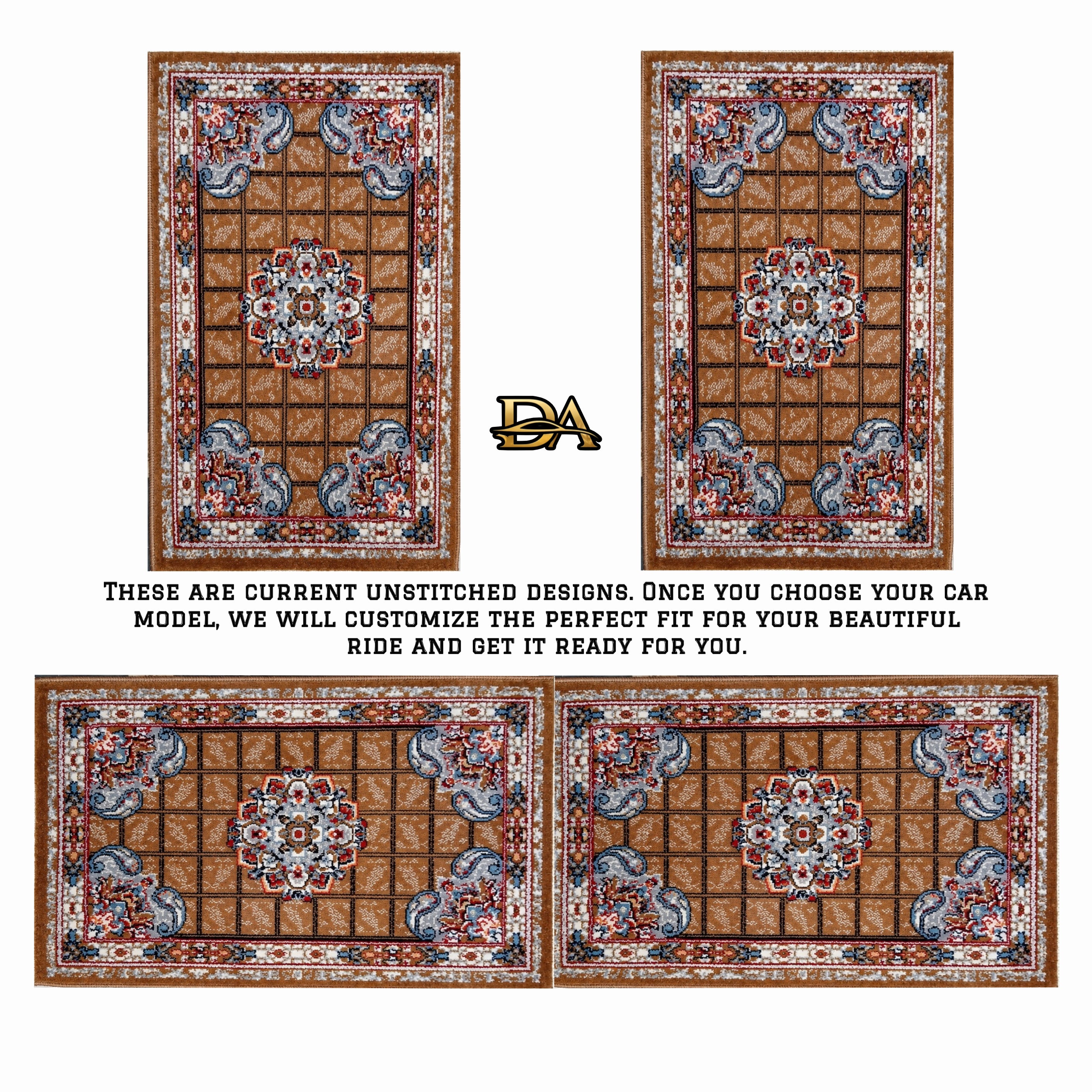 Caramel Gold Persian Luxury Car Mats — Statement Edition (Design 1)