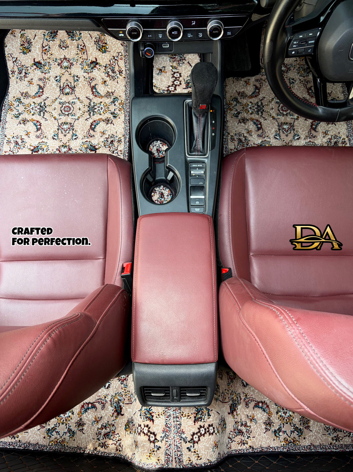 White Crystal Persian Luxury Car Mats — Statement Edition (Design 1)