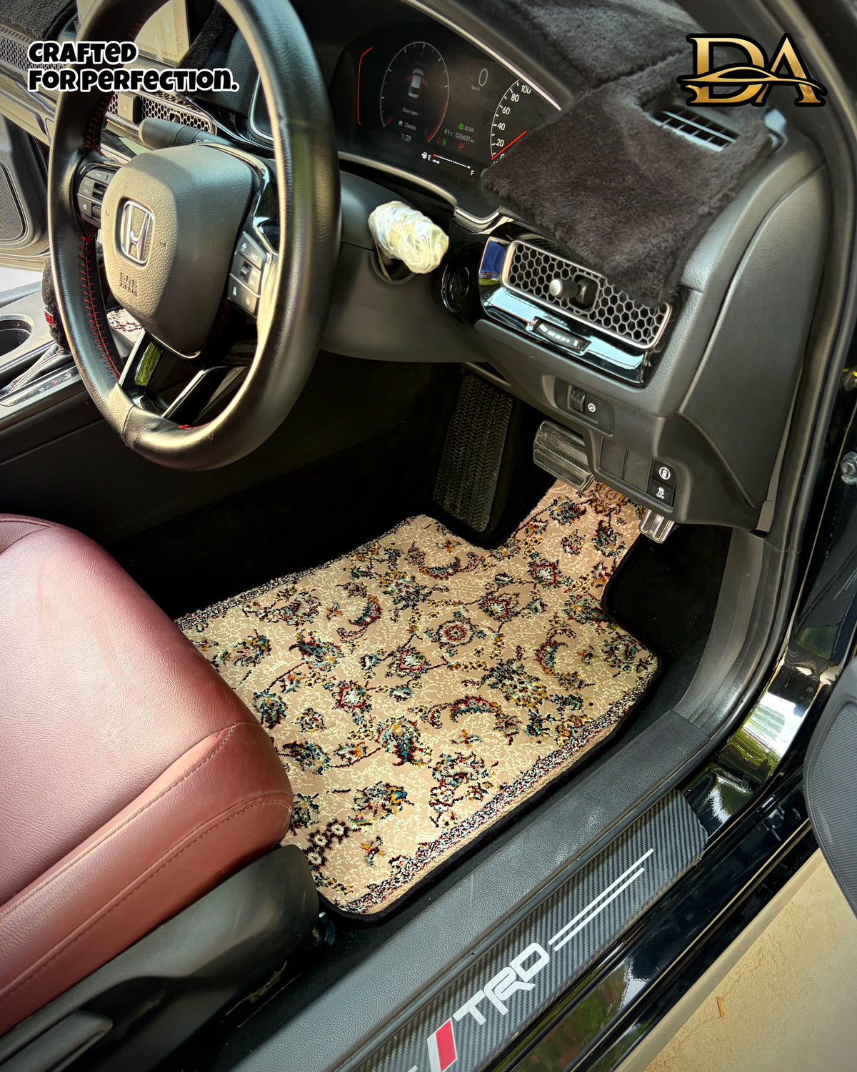 White Crystal Persian Luxury Car Mats — Statement Edition (Design 1)