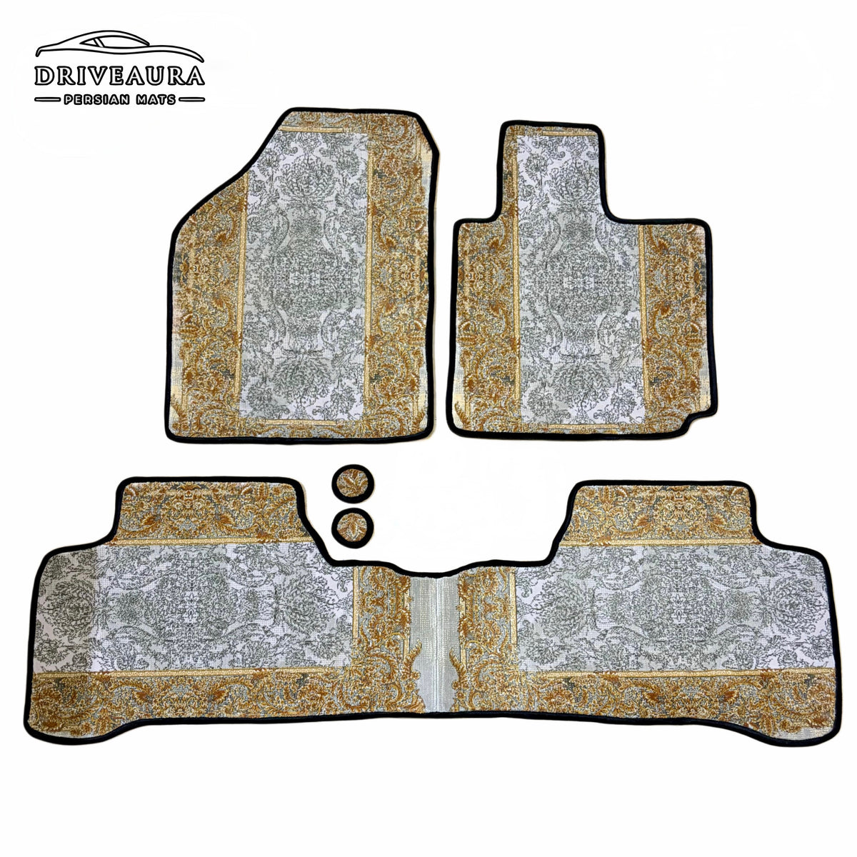 White Gold Persian Luxury Car Mats — Statement Edition (Design 1)
