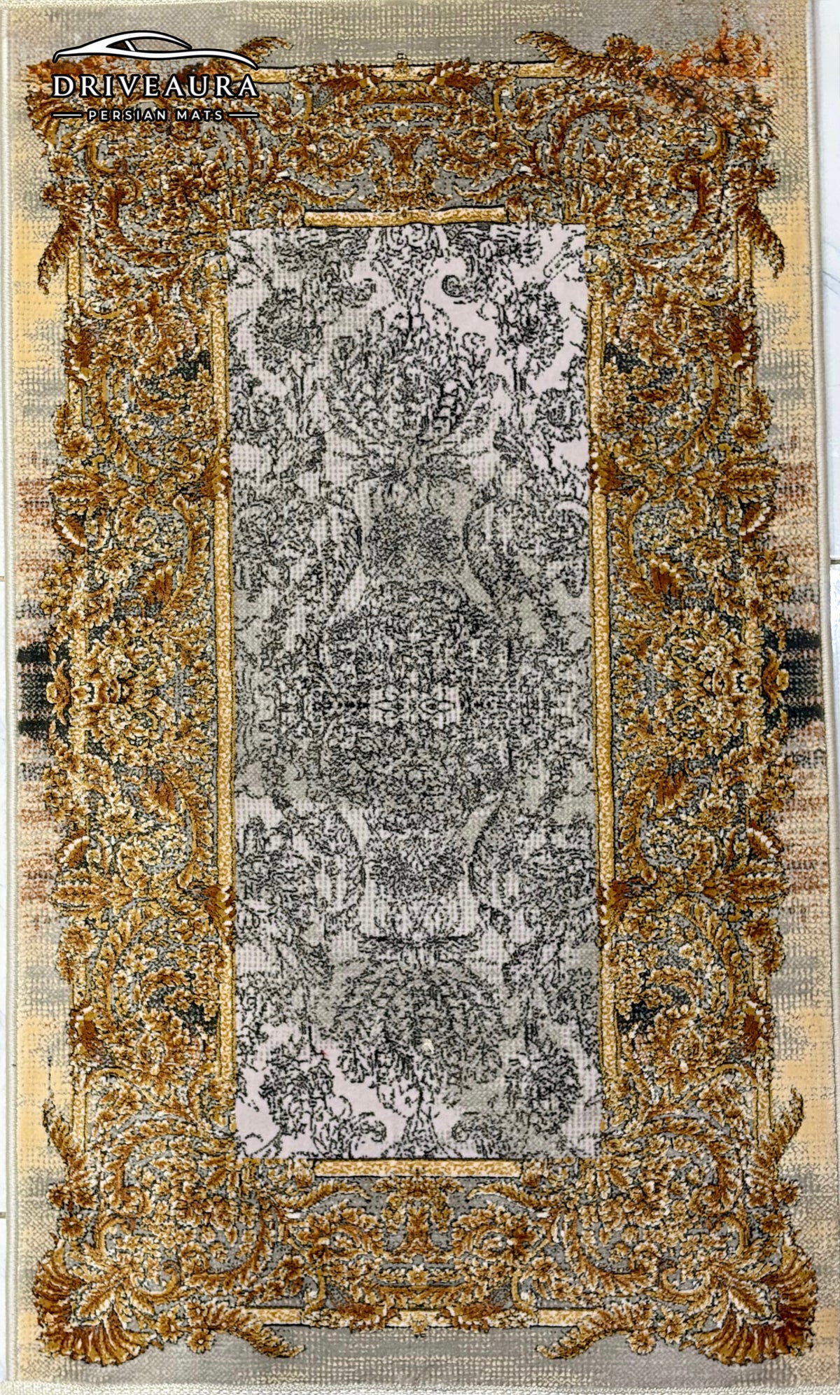 White Gold Persian Luxury Car Mats — Statement Edition (Design 1)