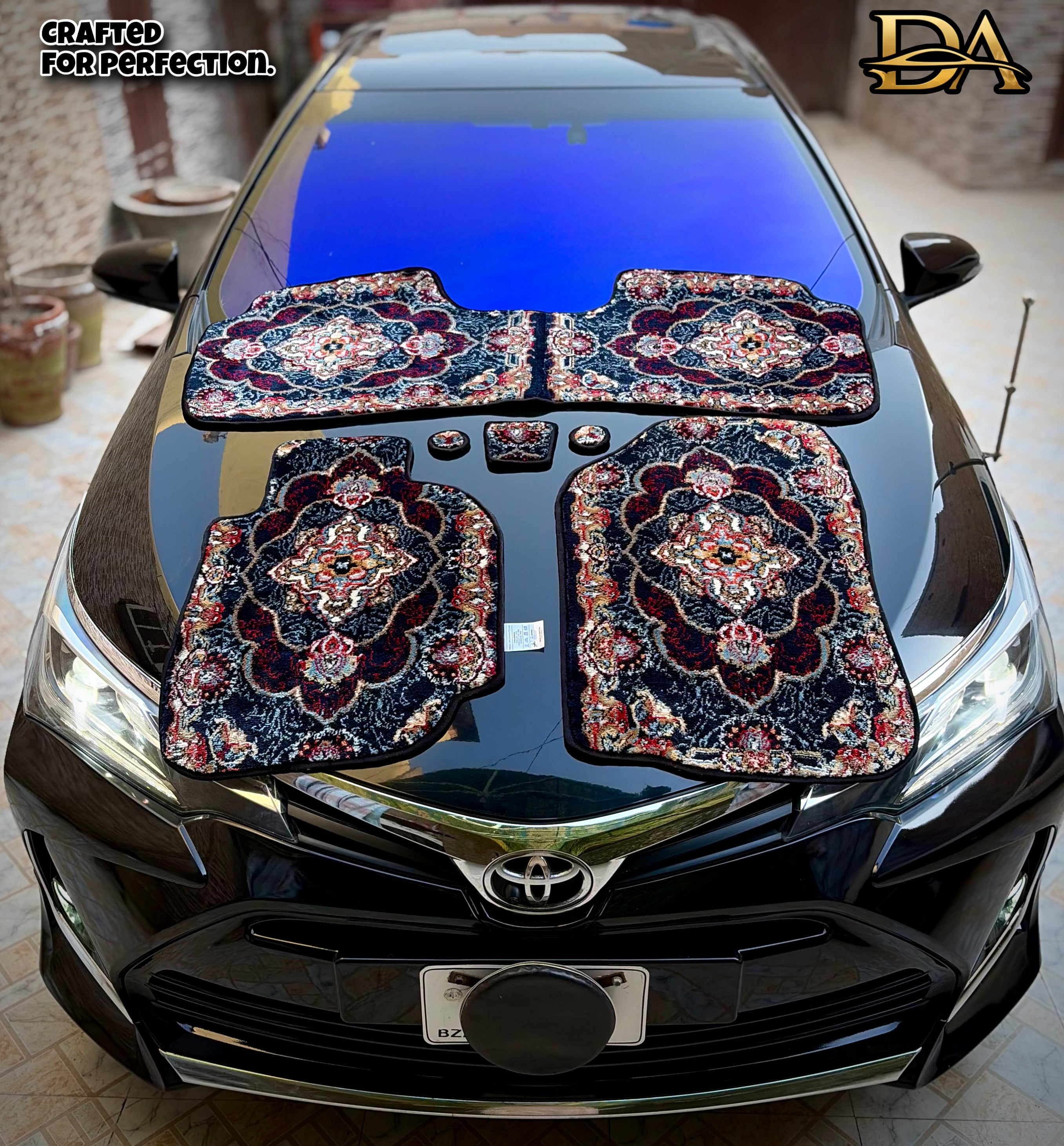 Dark Navy Persian Luxury Car Mats — Statement Edition (Design 1)