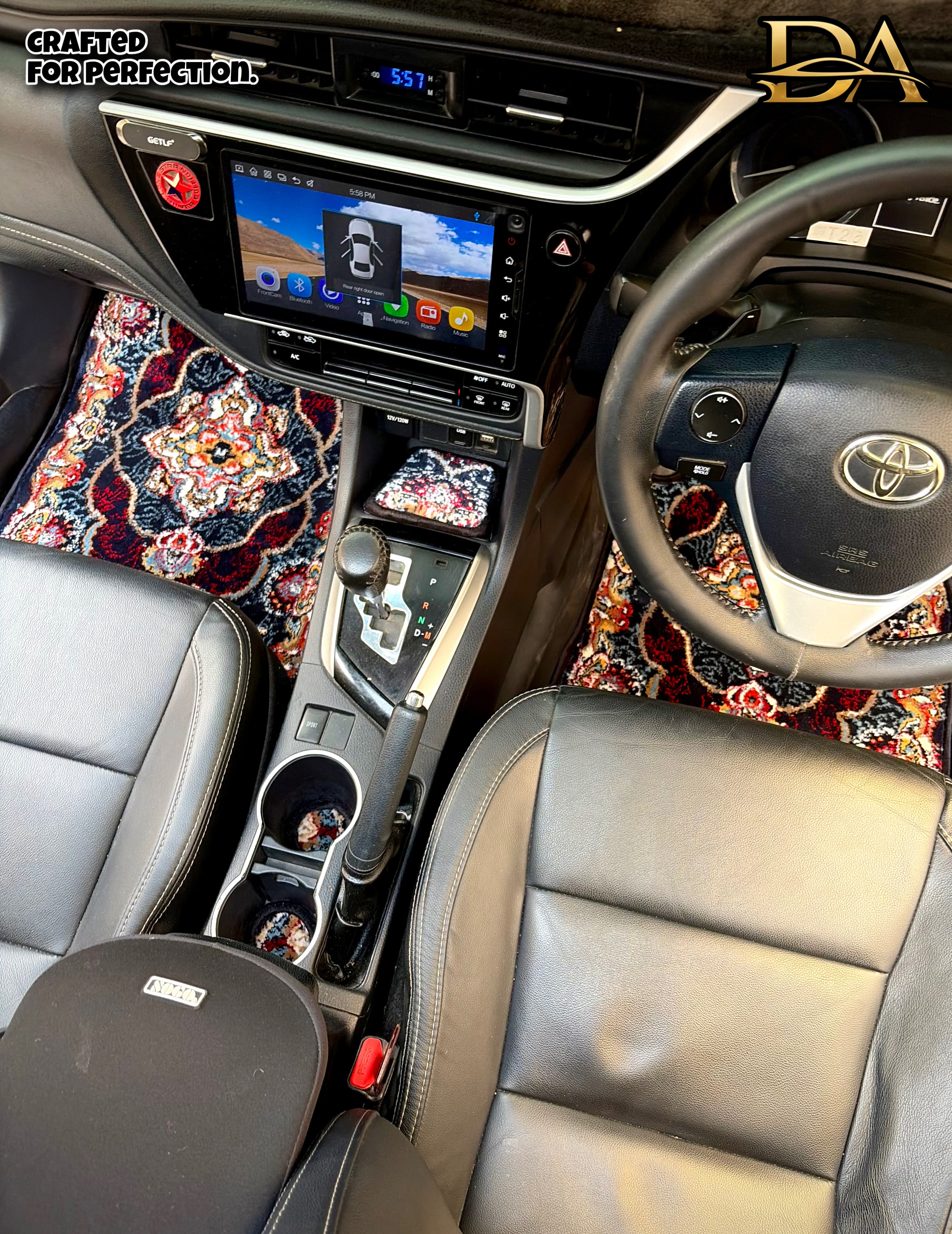 Dark Navy Persian Luxury Car Mats — Statement Edition (Design 1)