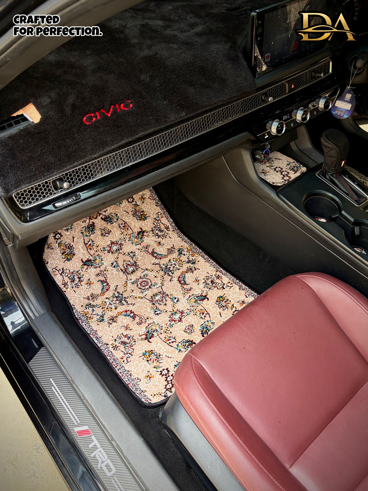 White Crystal Persian Luxury Car Mats — Statement Edition (Design 1)