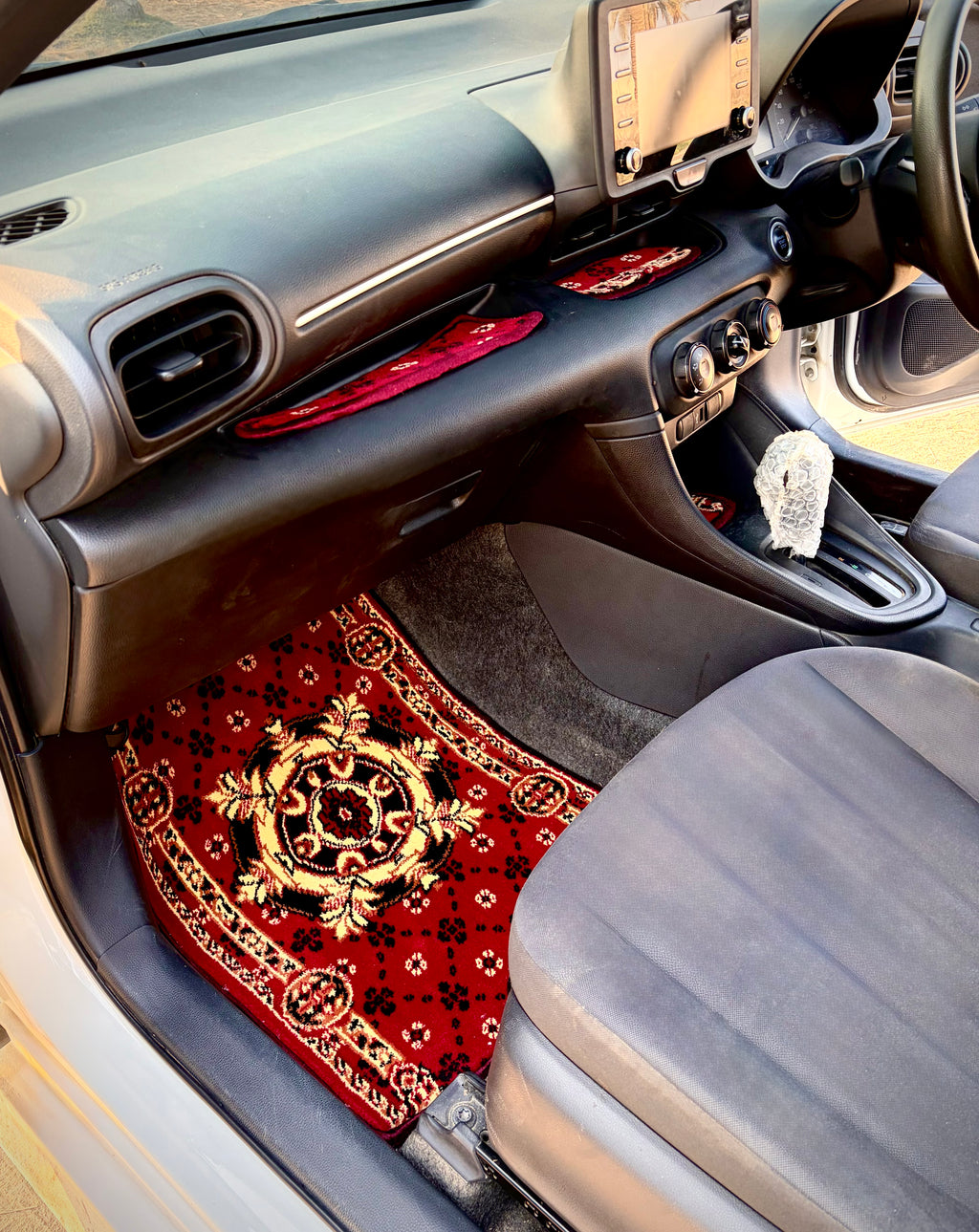 Red Velvet Luxury Car Mats — Statement Edition (Design 3)