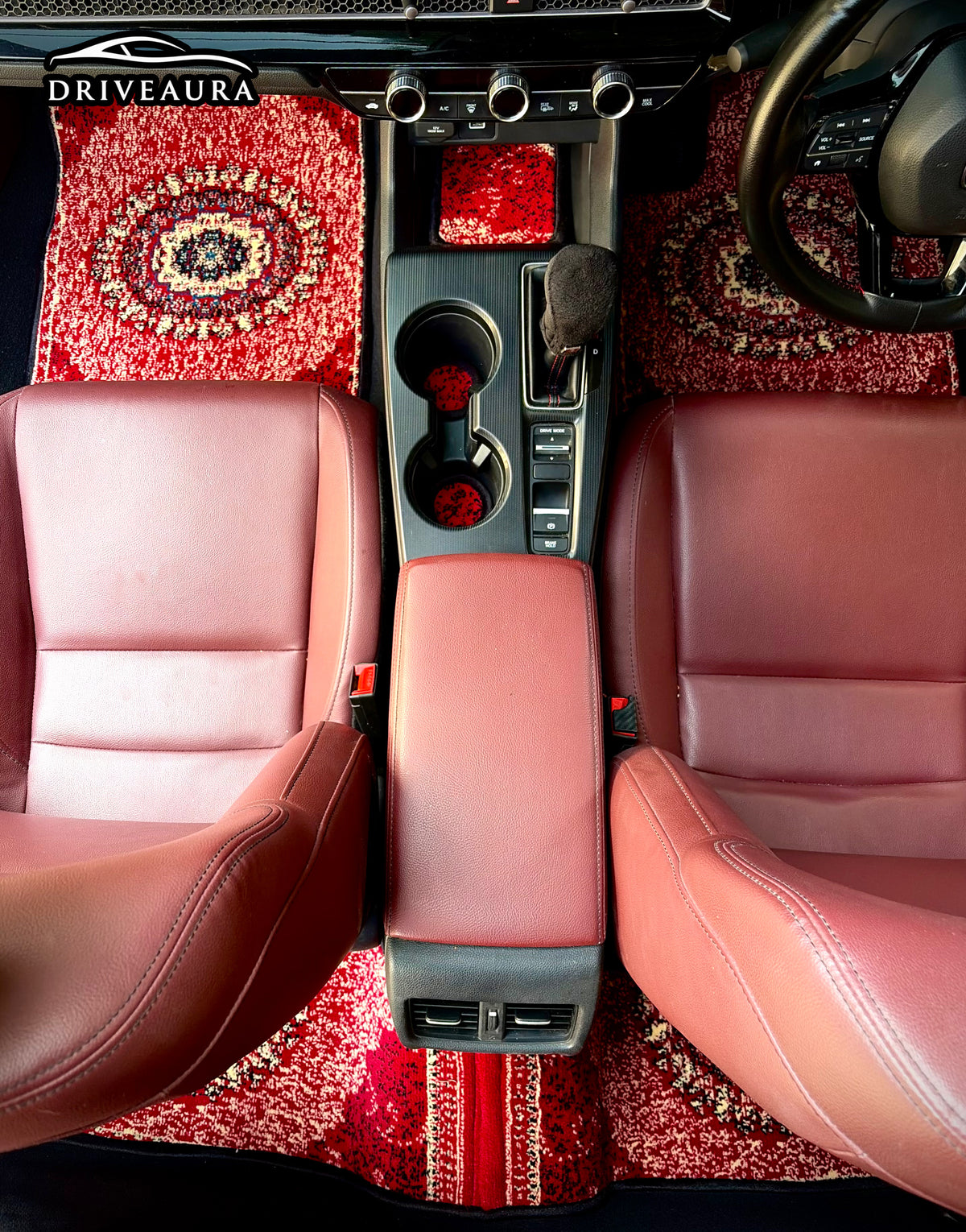 Red Classic Persian Luxury Car Mats — Statement Edition (Design 1)