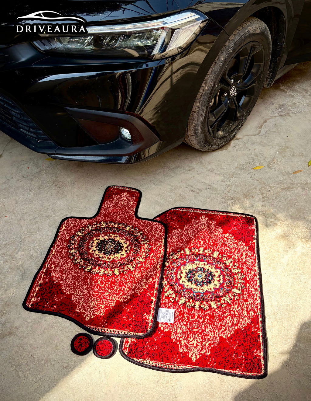 Red Classic Persian Luxury Car Mats — Statement Edition (Design 1)