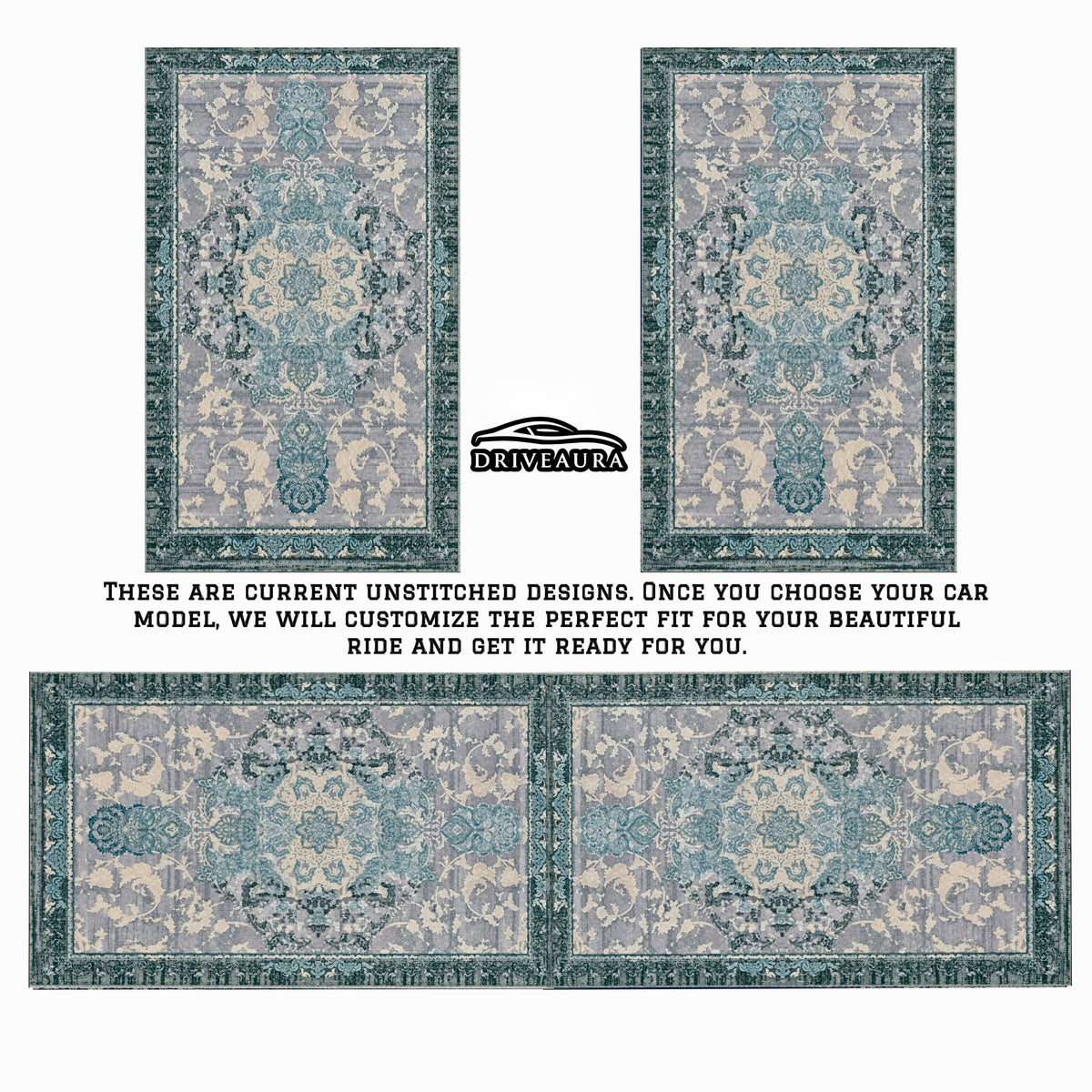 Imperial Grey Persian Luxury Car Mats — Statement Edition (Design 1)