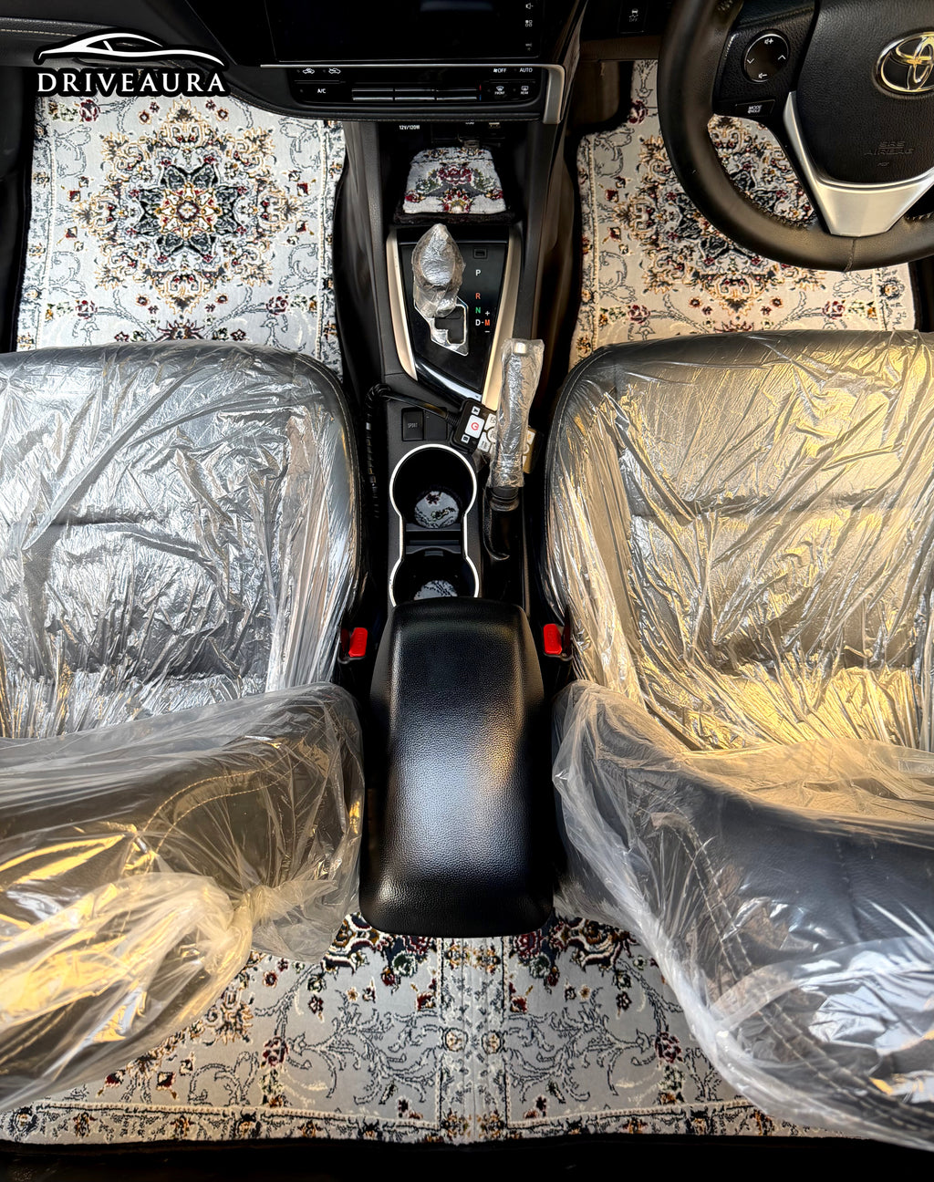 Royal Pearl White Persian Luxury Car Mats — (Design 1)