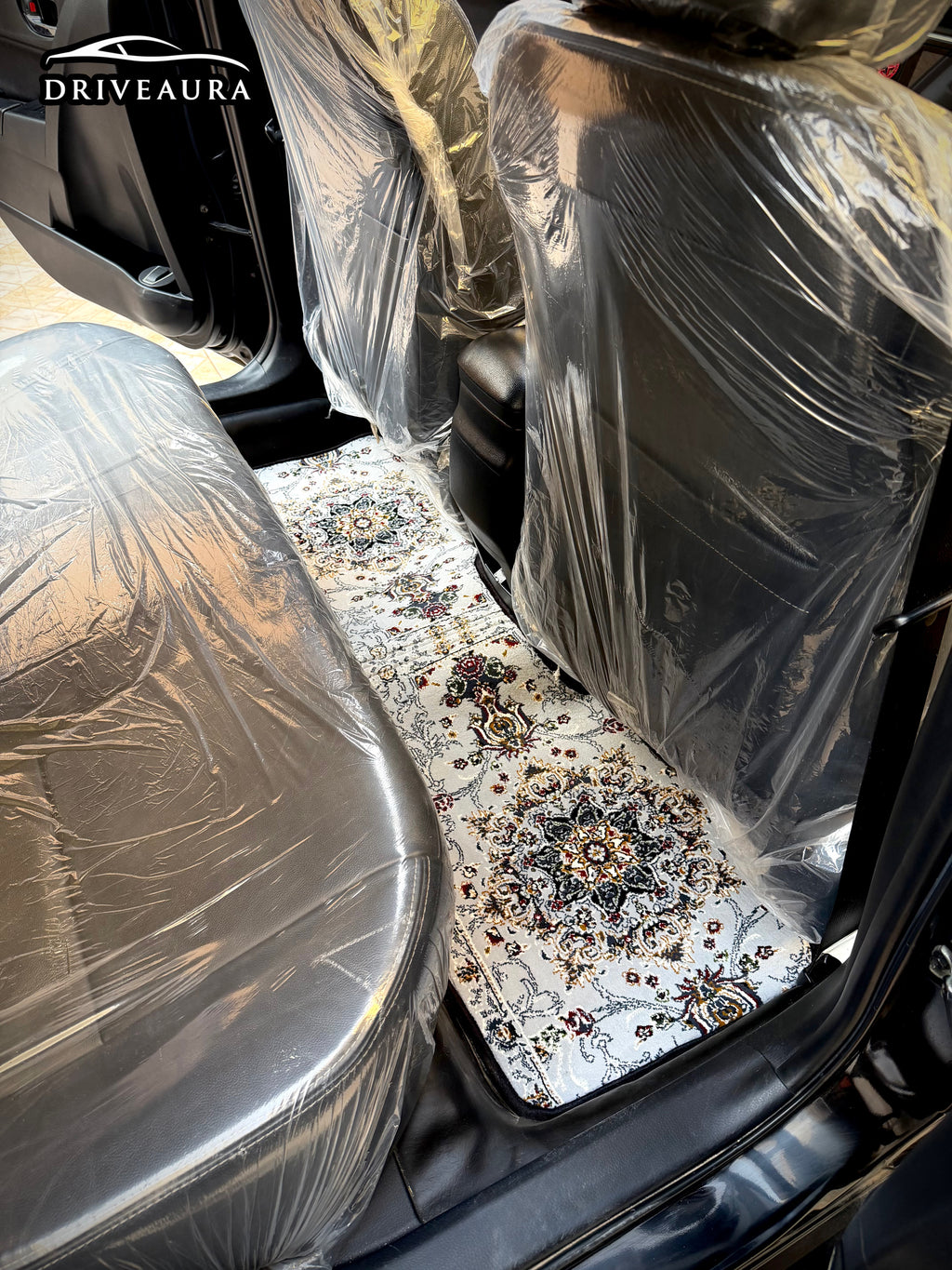 Royal Pearl White Persian Luxury Car Mats — (Design 1)