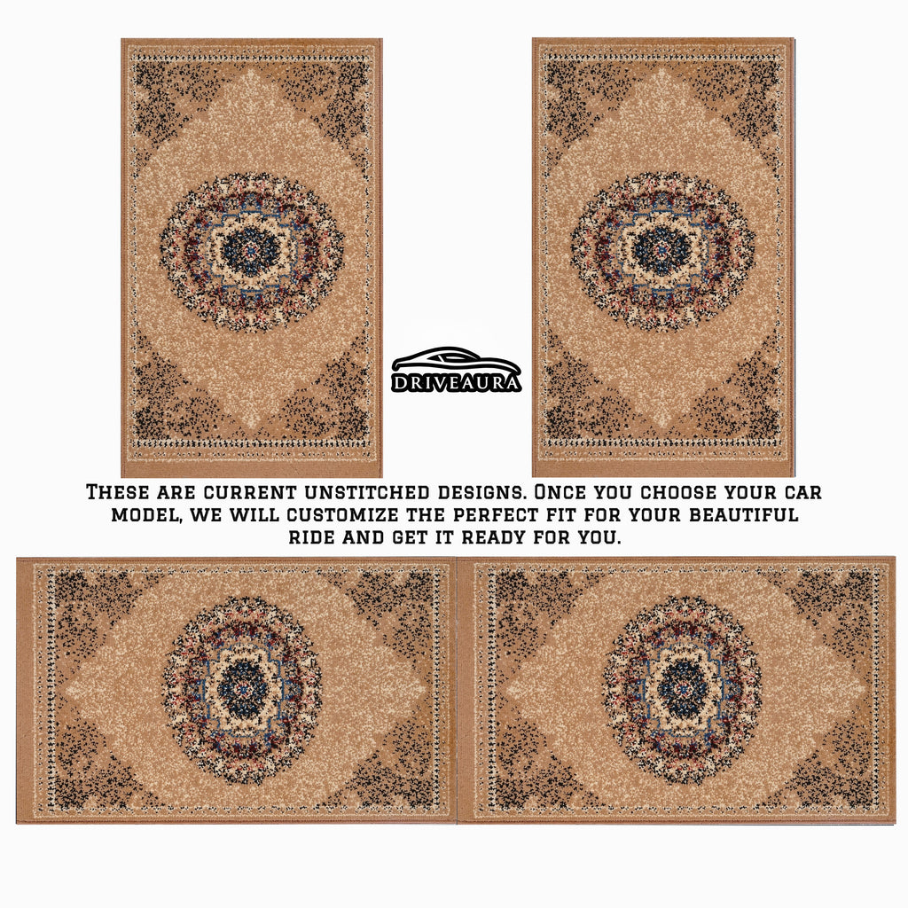 Brown Classic Persian Luxury Car Mats — (Design 1)
