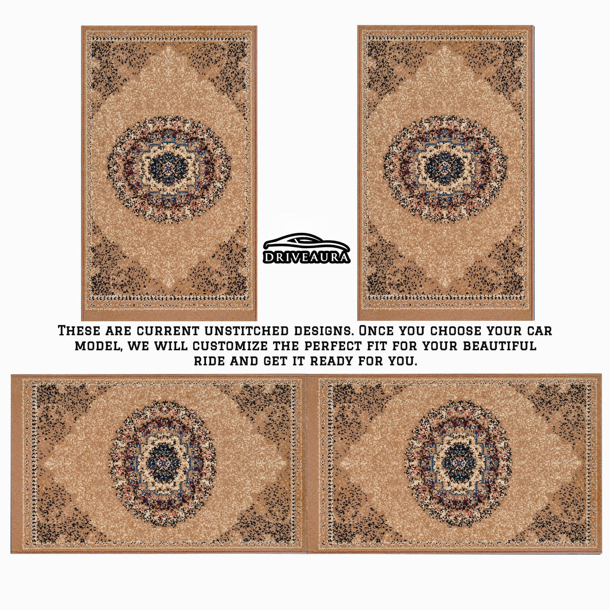 Brown Classic Persian Luxury Car Mats — (Design 1)