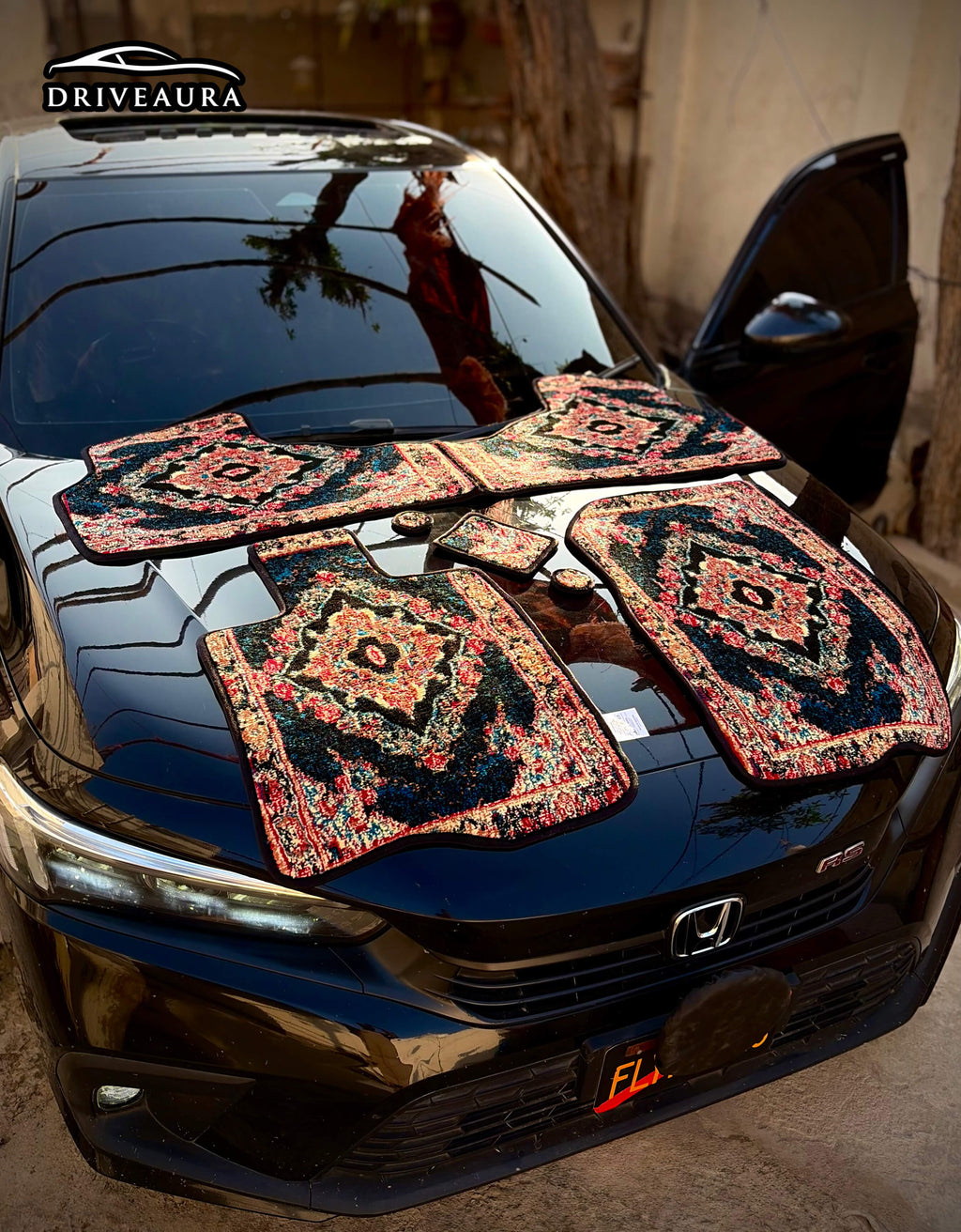Royal Blue Persian Luxury Car Mats — (Design 2)