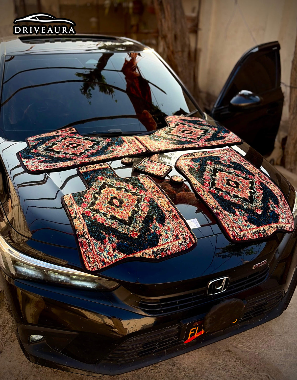 Royal Blue Persian Luxury Car Mats — (Design 2)