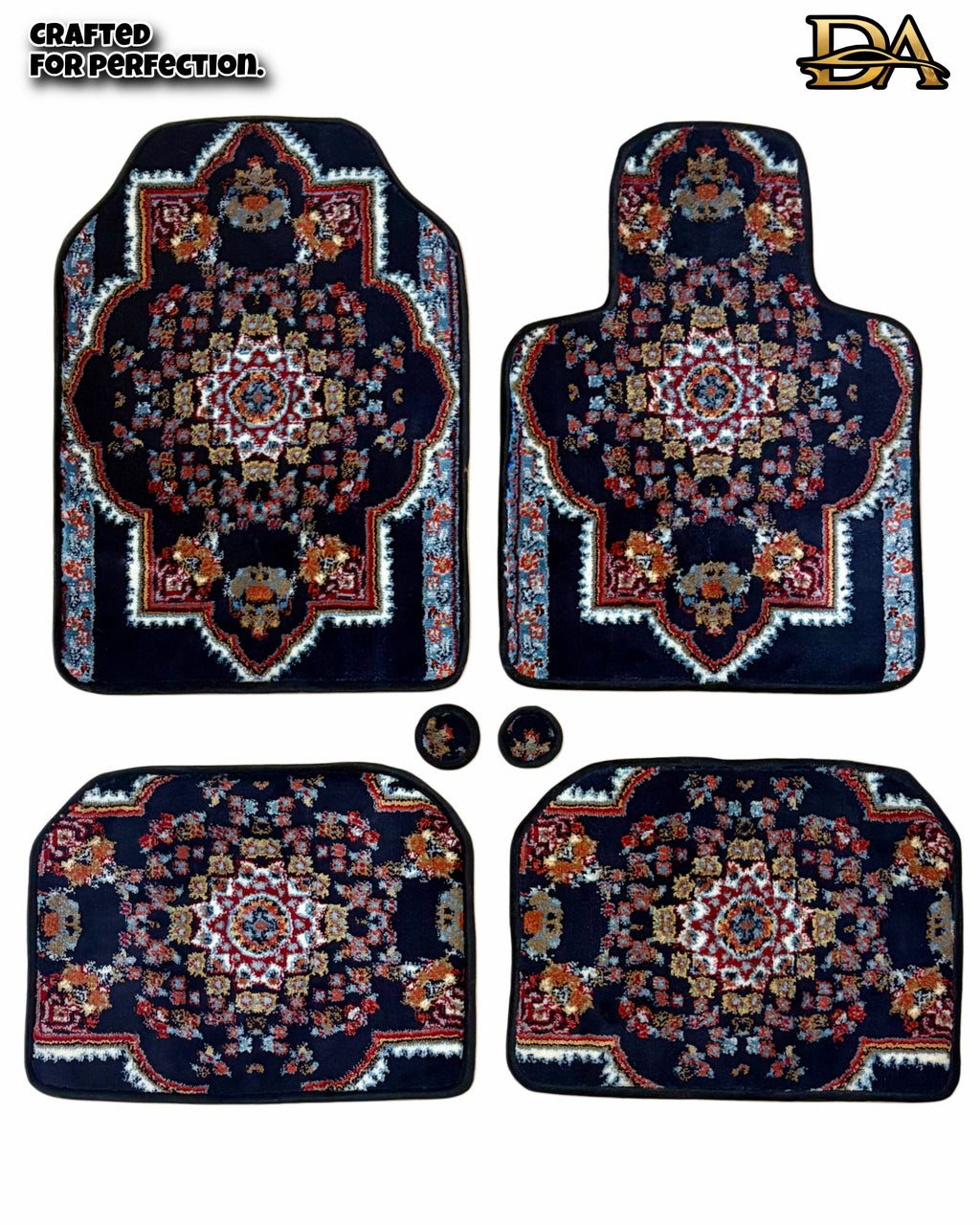 Imperial Dark Blue Persian Luxury Car Mats — Statement Edition (Design 1)
