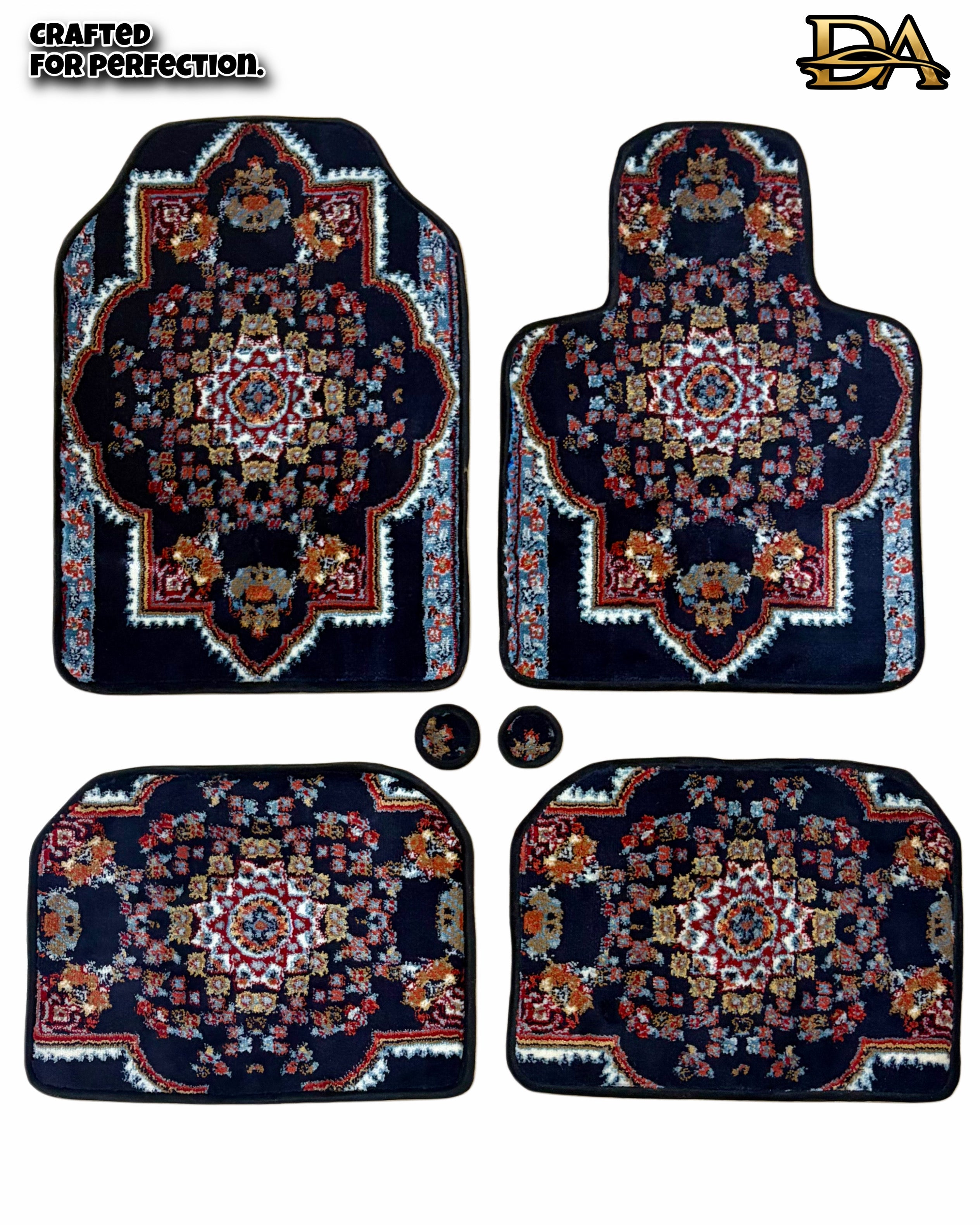 Imperial Dark Blue Persian Luxury Car Mats — Statement Edition (Design 1)