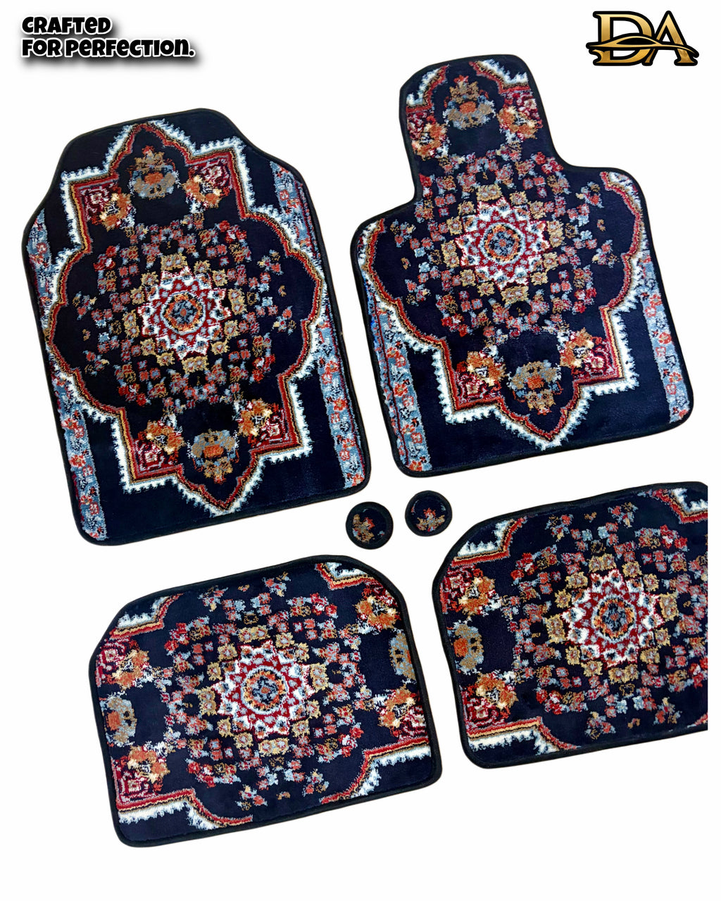 Imperial Dark Blue Persian Luxury Car Mats — Statement Edition (Design 1)