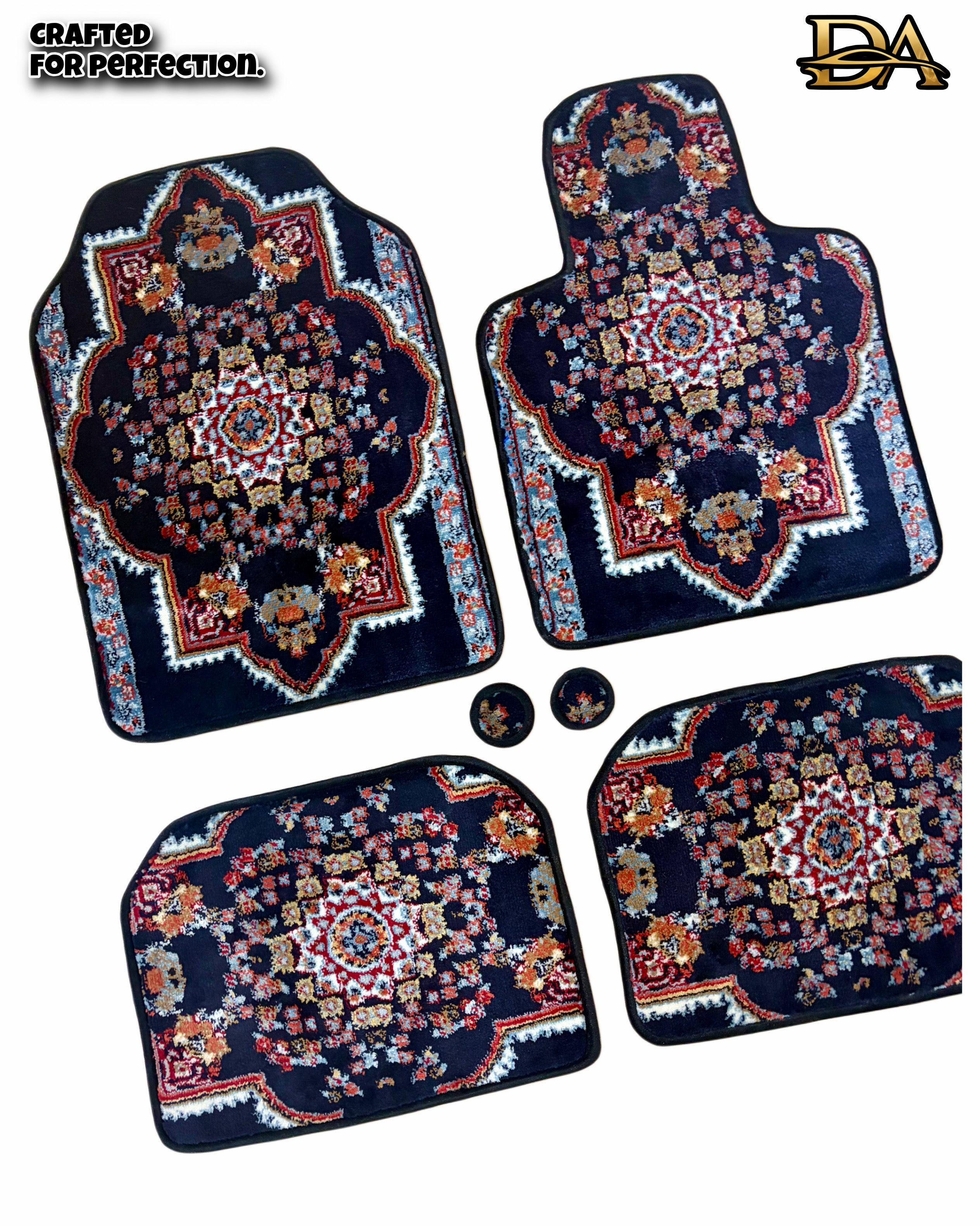 Imperial Dark Blue Persian Luxury Car Mats — Statement Edition (Design 1)