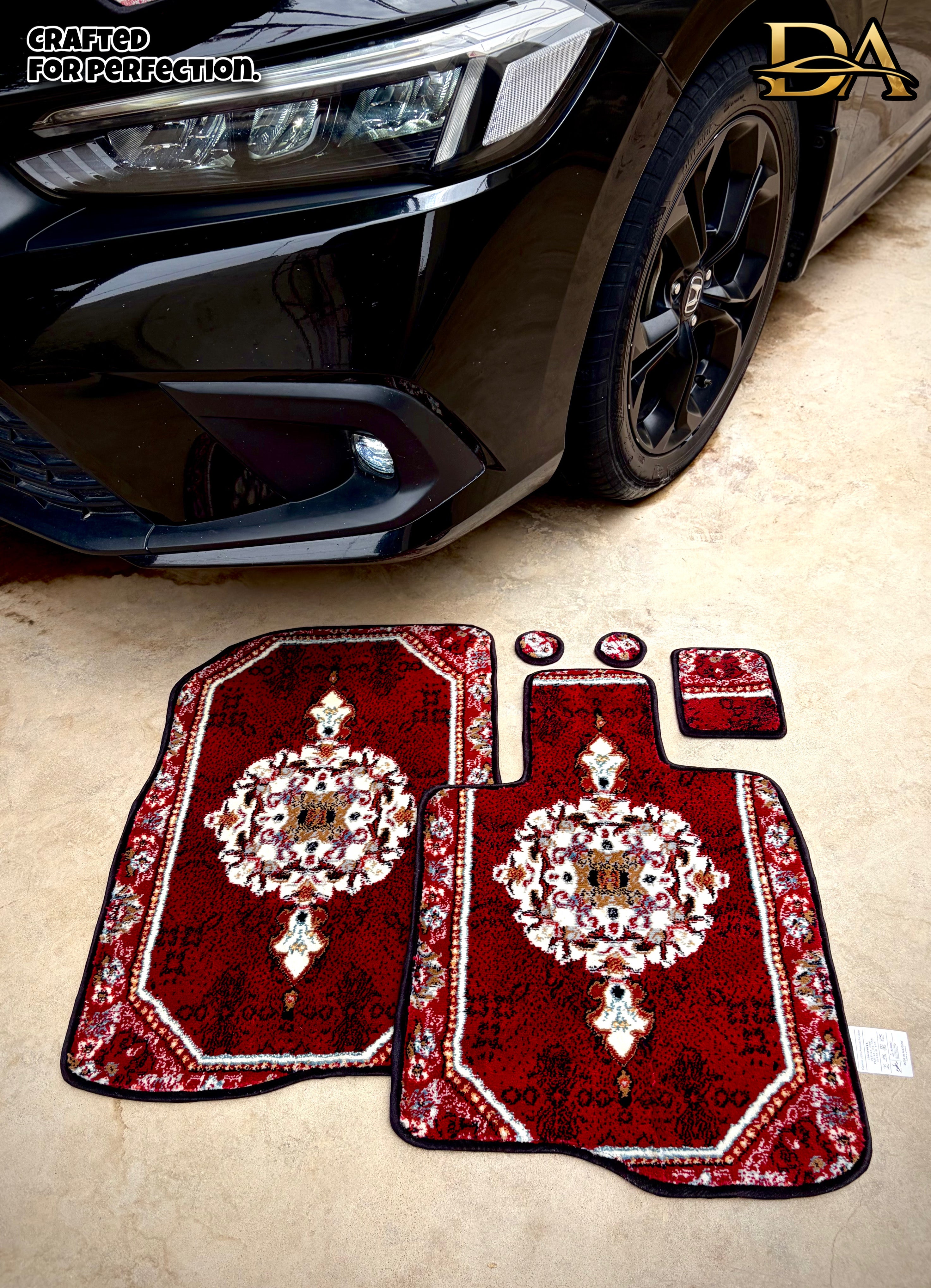 Royal Maroon Persian Luxury Car Mats — Statement Edition (Design 1)