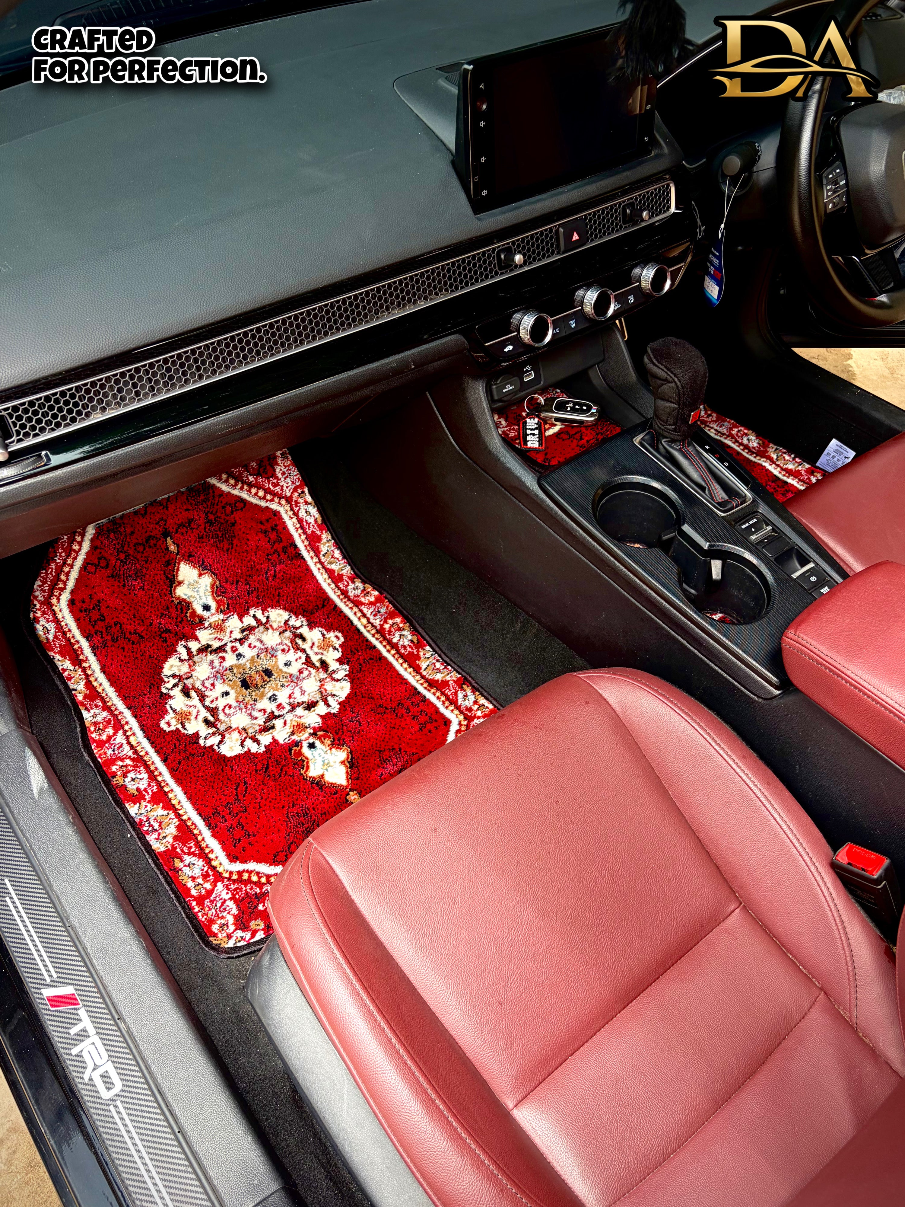 Royal Maroon Persian Luxury Car Mats — Statement Edition (Design 1)