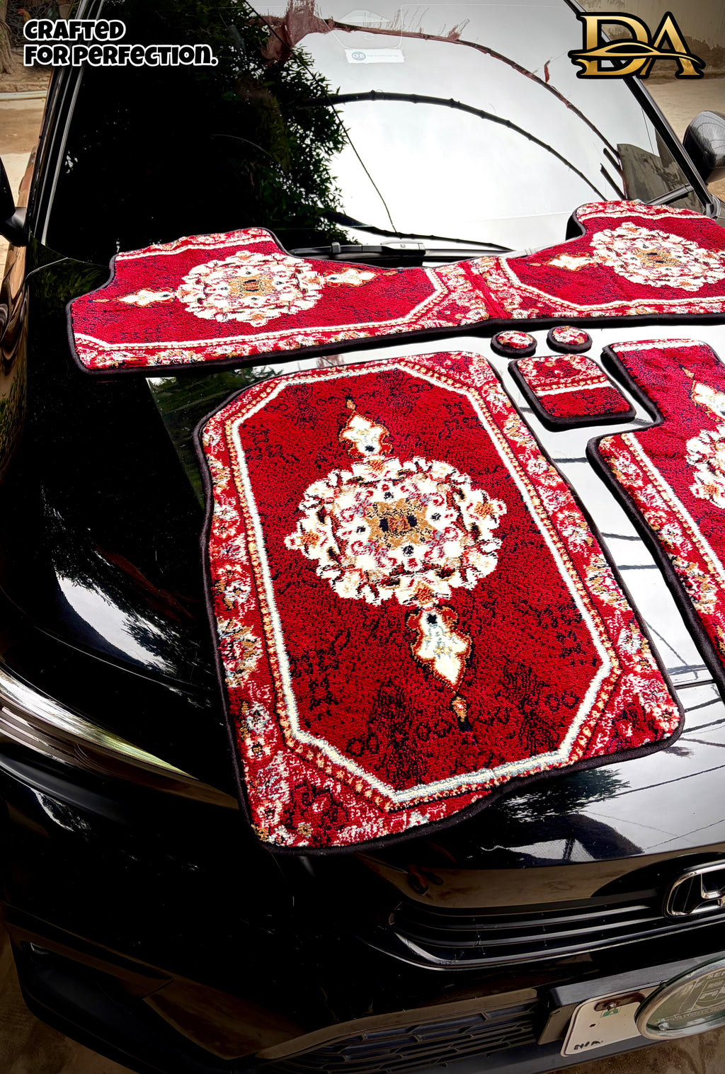 Royal Maroon Persian Luxury Car Mats — Statement Edition (Design 1)