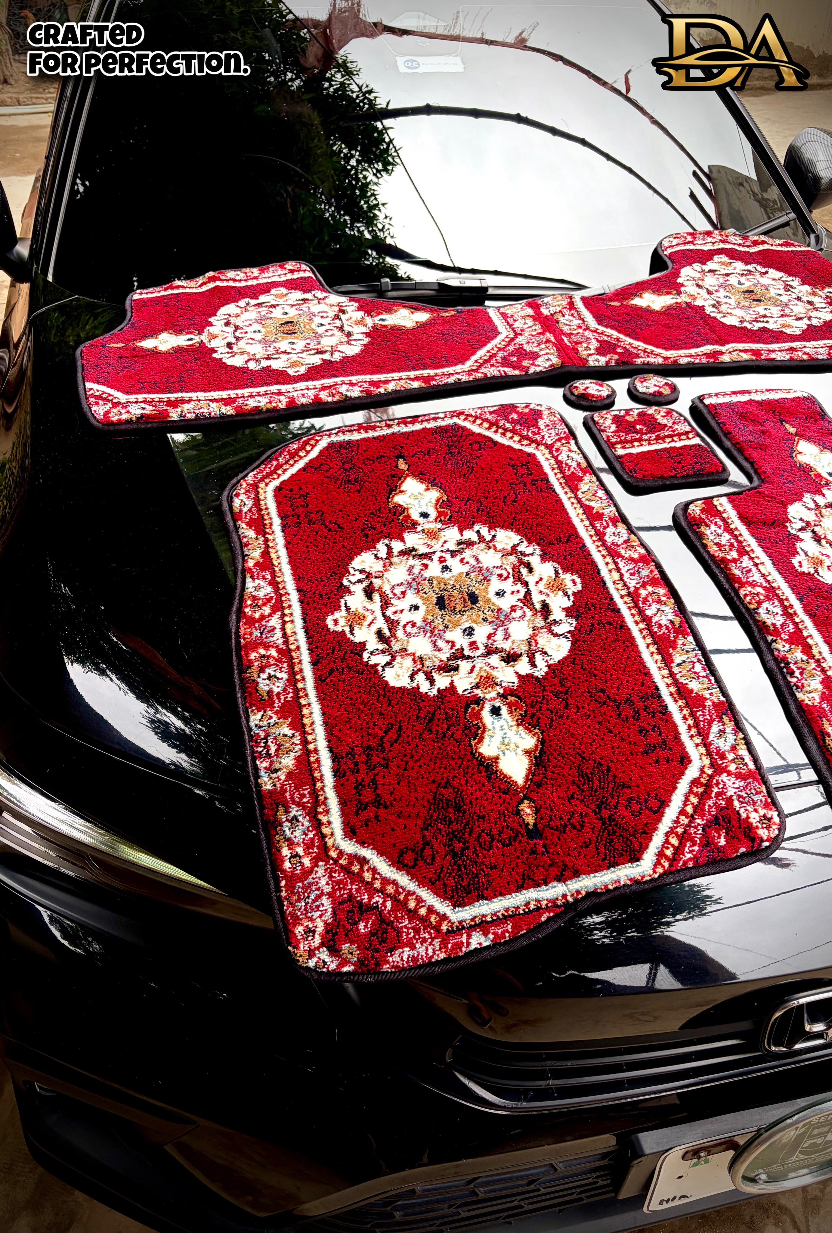 Royal Maroon Persian Luxury Car Mats — Statement Edition (Design 1)