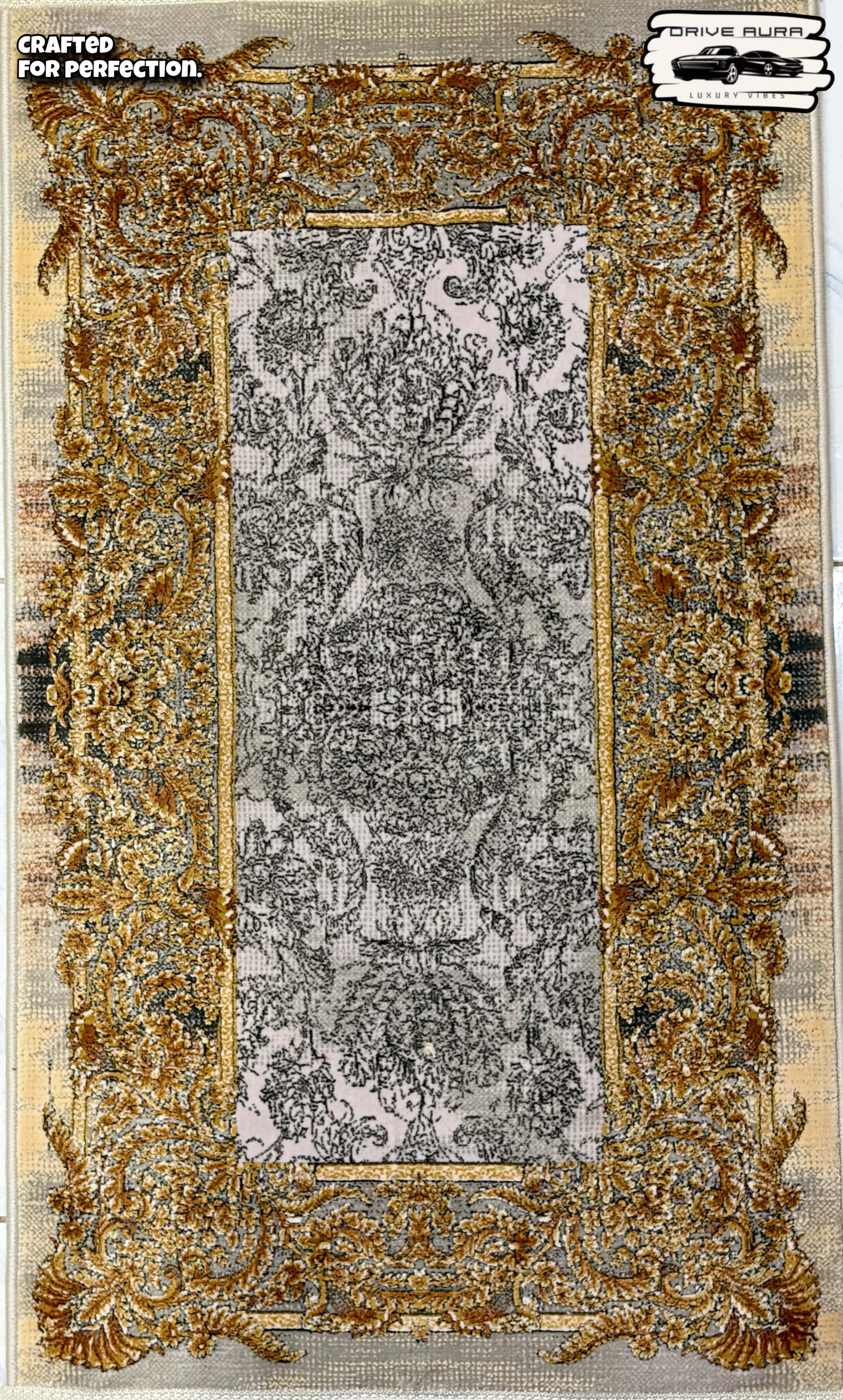 White Gold Persian Luxury Car Mats — Statement Edition (Design 2)